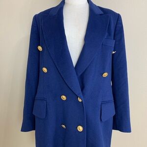 Escada Margaretha Ley Vintage‎ Blue Cashmere Blazer Size 38
